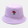 Femmes Été UV Protection Motif Floral Broderie Casual Chapeau De Soleil Mignon Chapeau De Seau