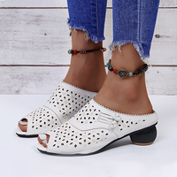 Femmes évider talon bas confortable Soft semelle décontractée sandales