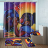 Fille africaine salle de bain rideau de douche piédestal tapis couvercle couverture de toilette tapis de bain ensemble d