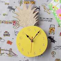 Fruit créatif ananas horloge murale horloge en bois acrylique pour salon enfants chambre de bande dessinée