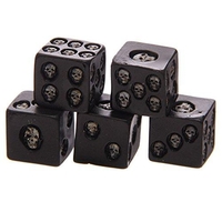 FS-01 Lot de 5 dés Black Skull Grinning Skull Deluxe Devil Poker Dice Gothic Gambling