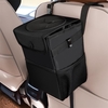 Fuite Preuve Vinyle Intérieur Doublure Stable Voiture Noire Poubelle Poubelle Sac Fermeture Couvercle 12 X 10.6 X 2.3CM