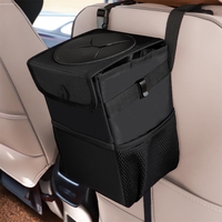 Fuite Preuve Vinyle Intérieur Doublure Stable Voiture Noire Poubelle Poubelle Sac Fermeture Couvercle 12 X 10.6 X 2.3CM