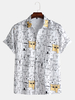 Funny Carton Cool Cats Print Respirant Manches courtes Chemises de vacances décontractées