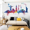 FX82039 monde architectural mur autocollant amovible mur Art autocollants vinyle autocollants décor à la maison salon