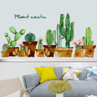 FX82119 dessin animé vert Cactus mur autocollant Art pépinière chambre denfants décoration décor à la maison