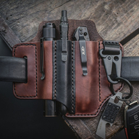 Gaine de ceinture de lampe de poche multifonction en cuir véritable EDC avec porte-clés
