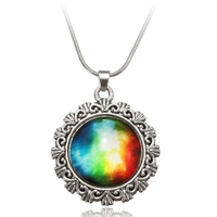 Galaxy Sky Nebula Space Glass Cabochon pendentif en alliage d