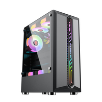GAMEKM Boîtier dordinateur Mid-Tower ATX / M-ATX / ITX Panneau latéral en acrylique RVB Ordinateur de jeu Boîtier P