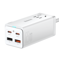 [GaN Tech] Baseus GaN3 Pro Chargeur USB-C 65 W avec port de prise secteur 2500 W / 2 * USB-C / USB QC3.0 / USB-A Adaptat