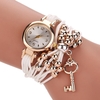 Gold Case Colorful Bracelet en cuir Perles Dames Robe Femmes Bracelet Bracelet Quartz Montre