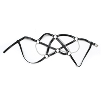 Goth cuir corps harnais chaînes en métal collier femmes soutien-gorge haut poitrine chaîne ceinture sorcière gothique Pu