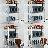 Égouttoir à trois couches avec étagère en acier inoxydable pour cuisine