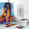 Graffiti Couple salle de bain rideau de douche imperméable tapis de couverture de toilette ensemble de tapis antidérapan