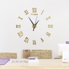 Grand 3D DIY Horloge Murale Chiffres Romains Horloge Frameless Miroir Surface Mur Autocollant Décor À La Maison pour Li