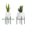 Grand pot de fleur en métal noir pour plantes dintérieur,  support de jardinière réglable