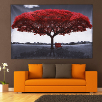 Grand rouge arbre toile moderne maison décoration murale art peintures photo impression sans cadre décorations pour la m