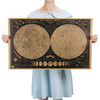 Grand Vintage Rétro Papier Terre Lune Carte Du Monde Affiche Mural Graphique Décoration Murale Autocollant