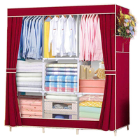 Grande garde-robe de tissu de toile avec le placard de stockage de vêtements de rayonnage de rail accrochant