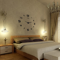Grande horloge murale décorative 3D bricolage luxe luxueux et silencieux maison décorations miroir surface