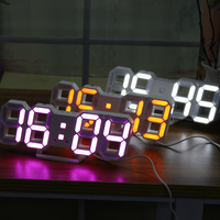 Grande horloge murale squelette LED numérique moderne affichage 24/12 heures 3D Gife