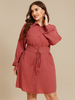 Grande taille Classic Robe à manches longues et à col boutonné