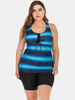 Grande taille femmes bandage avant bande supérieure haut deux pièces maillot de bain couverture ventre tankinis