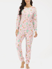 Grande taille femmes col en v avocat imprimé fermeture éclair à manches longues pantalon barboteuses maison maison une p