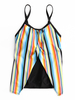 Grande taille femmes Colorful bretelles spaghetti rayées maillots de bain sans manches