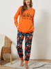 Grande taille femmes Halloween dessin animé citrouille et fantôme taille élastique pantalon de jogging ensemble de pyjam