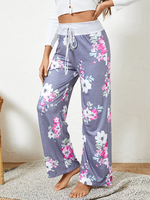Grande taille femmes impression florale cordon taille lâche pantalon de pyjama décontracté à la maison