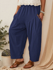 Grande taille femmes patchwork vintage taille élastique pantalon large jambe