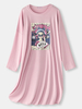 Grande taille femmes Style chinois côtelé col rond à manches longues goutte épaule chemises de nuit maison vêtements de