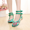 Grandes femmes de taille Mary Janes,  chaussures plates à fleur brodée chinoise,  mocassins en lin