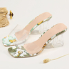 Grandes tailles femmes lacets transparents talons blocs pompes chaussons