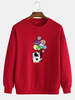 Graphiques dastronaute de dessin animé pour hommes Pull col rond Sweatshirts mignons