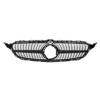 Gril de calandre en diamant avant noir avec caméra Pour Mercedes Benz W205 C250 C300 C400 C43 AMG 2019+