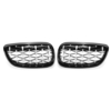 Grille de calandre avant 2 pièces style diamant noir et chrome pour BMW série 3 E90 E92 E93