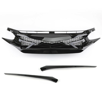 Grille de capot avant style bataille pour 16-19 Civic 10TH GEN GLOSS BLK JDM