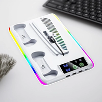 HA-8008 Gaming Stand with Cooling Fan RGB Light and Charging Dock for PS5 Slim and PS5 with Headphone Holder