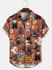 Halloween Cartoon Funny Print Turn Down Col Chemises à manches courtes