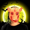 Halloween Creepy Animal Prop Latex Party Masque de tête de cochon effrayant unisexe avec cheveux Cosplay