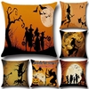 Halloween Dark Witch Pattern Oreiller en coton Linge de lit Oreiller Coussin Housse Siège Décoration intérieure Sofa Déc