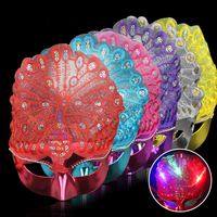 Halloween Emitting Peacock Princesse Masque Dance Parties Performances Avec Flash Decor Light