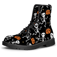 Halloween femmes drôle squelette citrouille impression Soft caoutchouc antidérapant semelle extérieure bottes Martin