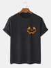 Halloween Hommes 100% Coton Design Smile Print T-shirts simples à manches courtes