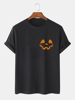 Halloween Hommes 100% Coton Design Smile Print T-shirts simples à manches courtes