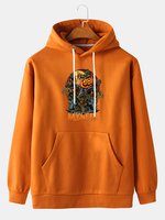 Halloween Hommes Cartoon Citrouille Épouvantail Imprimer Kangourou Pocket Hoodies À Manches Longues