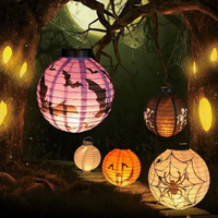Halloween LED Lanterne à papier Pumpkin Spider Bat Lights Suspension Lamp Props Decoration Party Supplies
