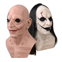 Halloween Masque Perruque Vieil Homme Masque Coiffure Souriant Personnes âgées Clown Masque Horreur